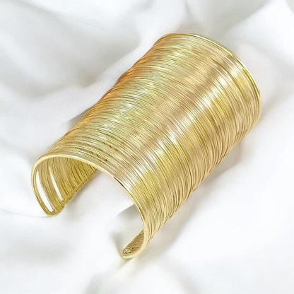 Wide Wire Cuff Bangles - Gold & Silver Statement Bracelets - Fatisha Boutique