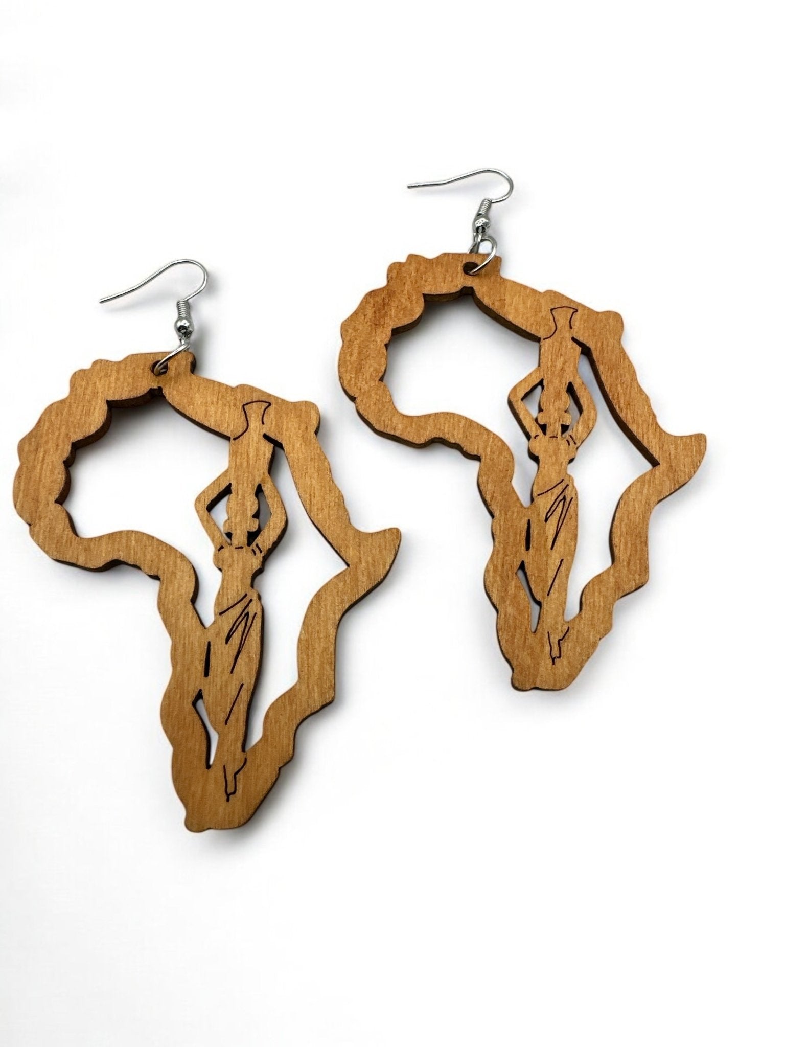 Wooden Africa Map Shaped Lightweight Ethnic Dangle Earrings - Fatisha Boutique