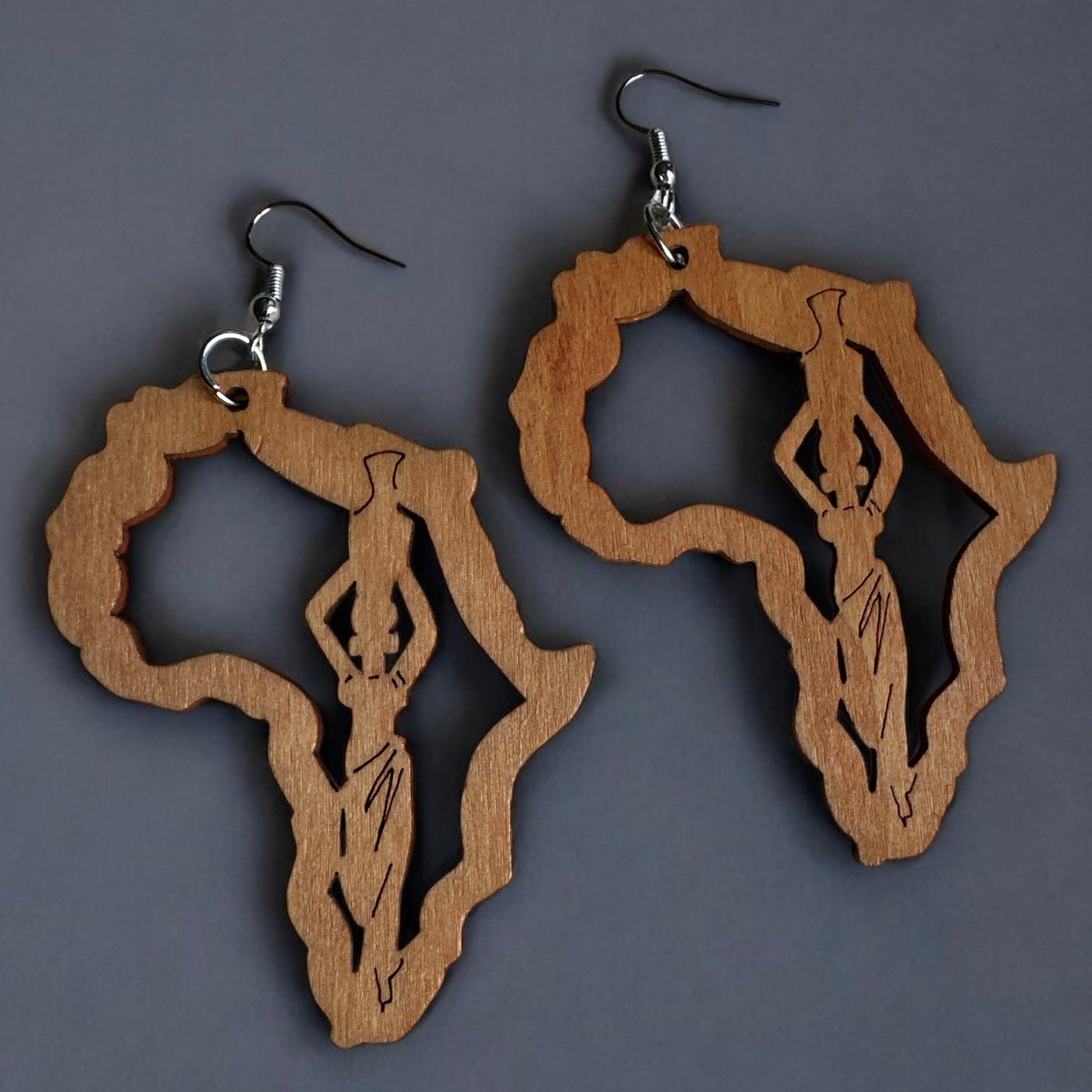 Wooden Africa Map Shaped Lightweight Ethnic Dangle Earrings - Fatisha Boutique