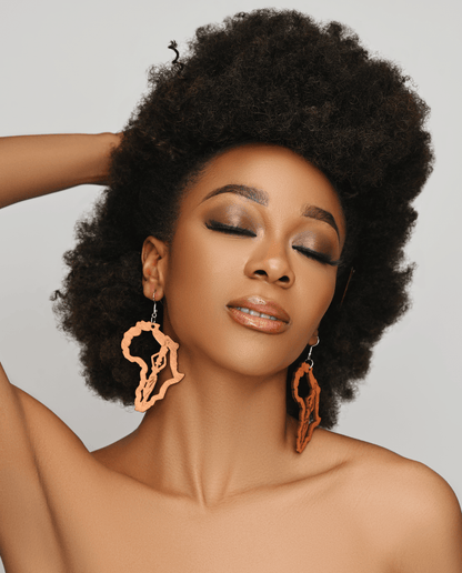 Wooden Africa Map Shaped Lightweight Ethnic Dangle Earrings - Fatisha Boutique