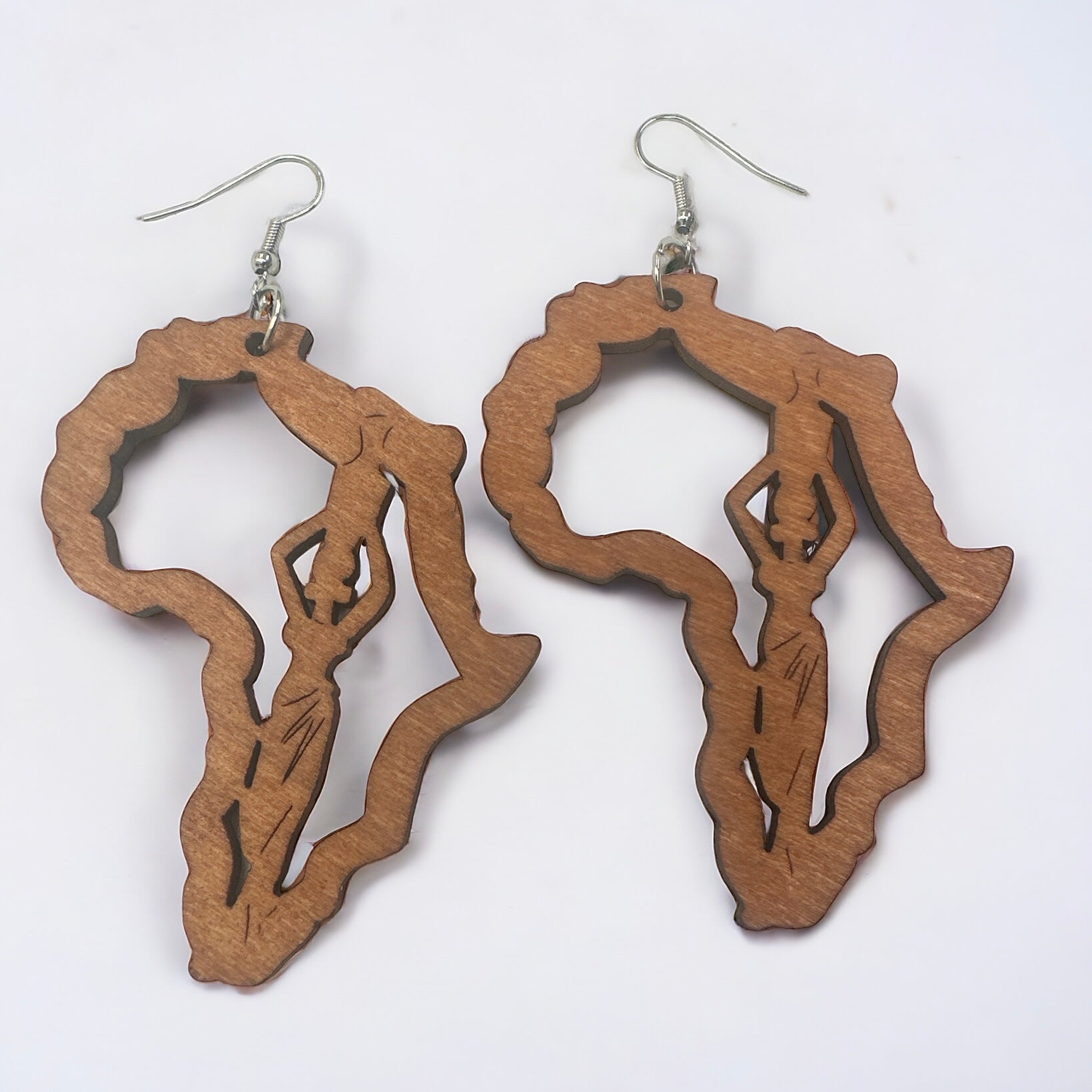 Wooden Africa Map Shaped Lightweight Ethnic Dangle Earrings - Fatisha Boutique