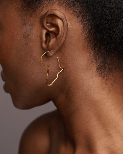 4cm Small Africa Map Shape Hoop Earrings - Fatisha Boutique