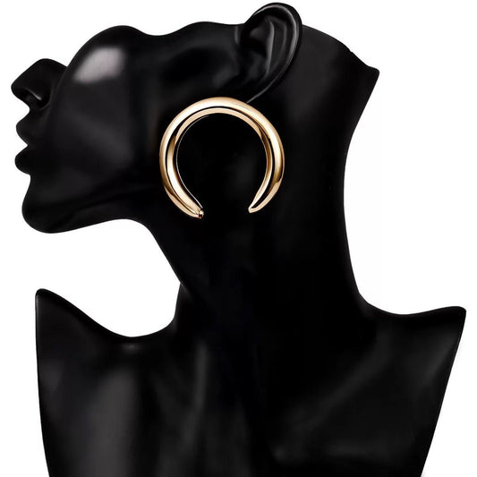 5CM Chunky Thick Oversized Meniscus Alloy Statement Stud Earrings - Fatisha Boutique