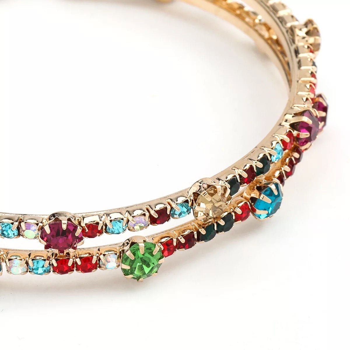 7CM Luxury Crystal Rhinestones Medium Statement Hoop Earrings - Fatisha Boutique
