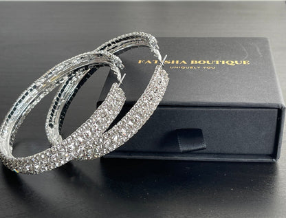 7CM Luxury Crystal Rhinestones Statement Hoop Earrings - Fatisha Boutique