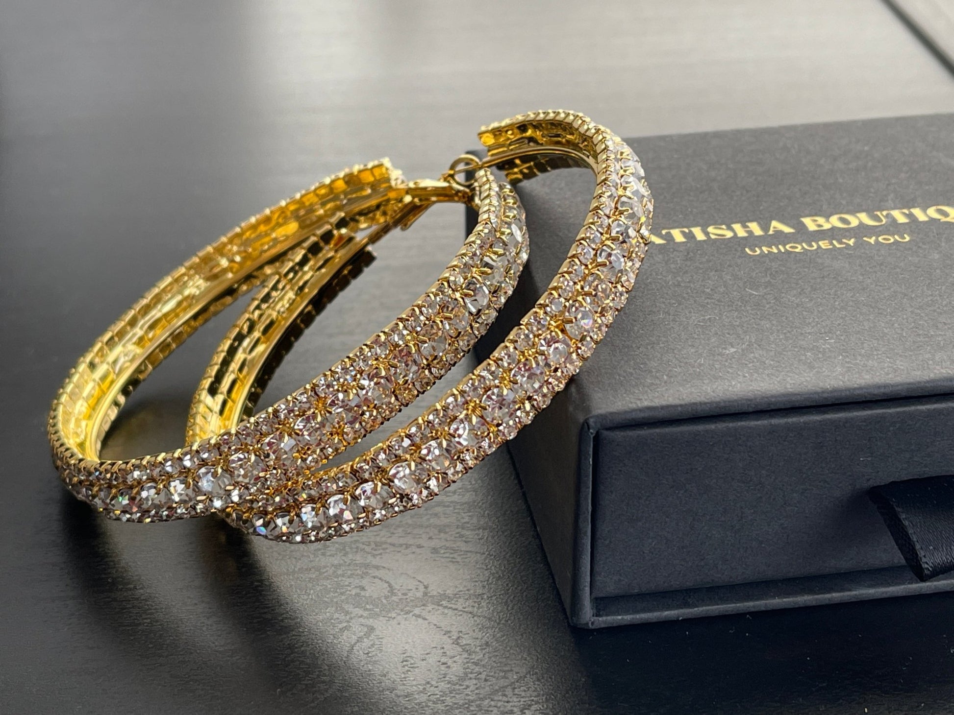 7CM Luxury Crystal Rhinestones Statement Hoop Earrings - Fatisha Boutique