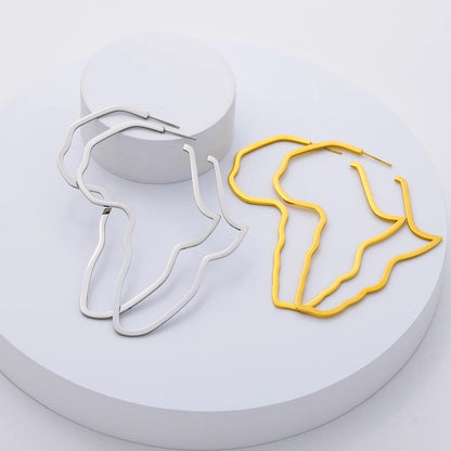 7cm Medium Africa Map Shape Hoop Earrings - Fatisha Boutique