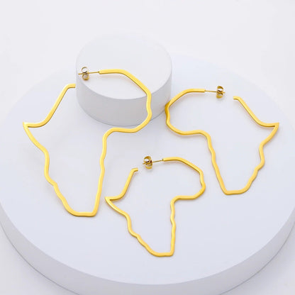 7cm Medium Africa Map Shape Hoop Earrings - Fatisha Boutique