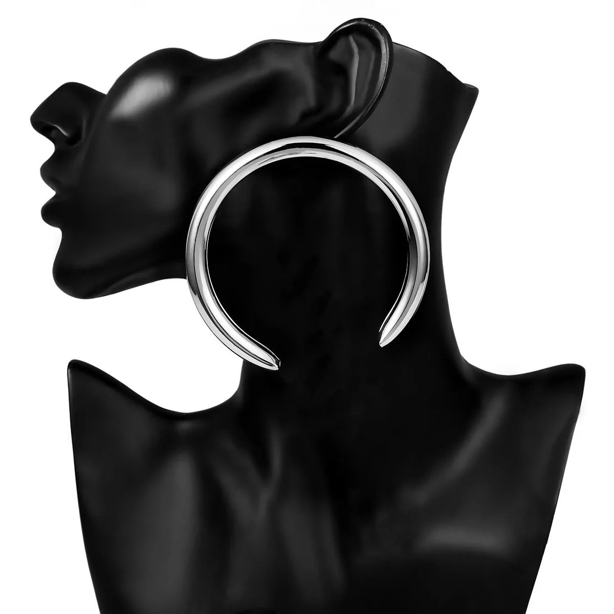 8CM Chunky Thick Oversized Meniscus Alloy Statement Stud Earrings - Fatisha Boutique