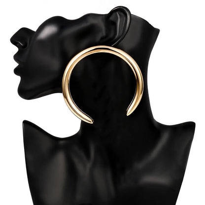 8CM Chunky Thick Oversized Meniscus Alloy Statement Stud Earrings - Fatisha Boutique