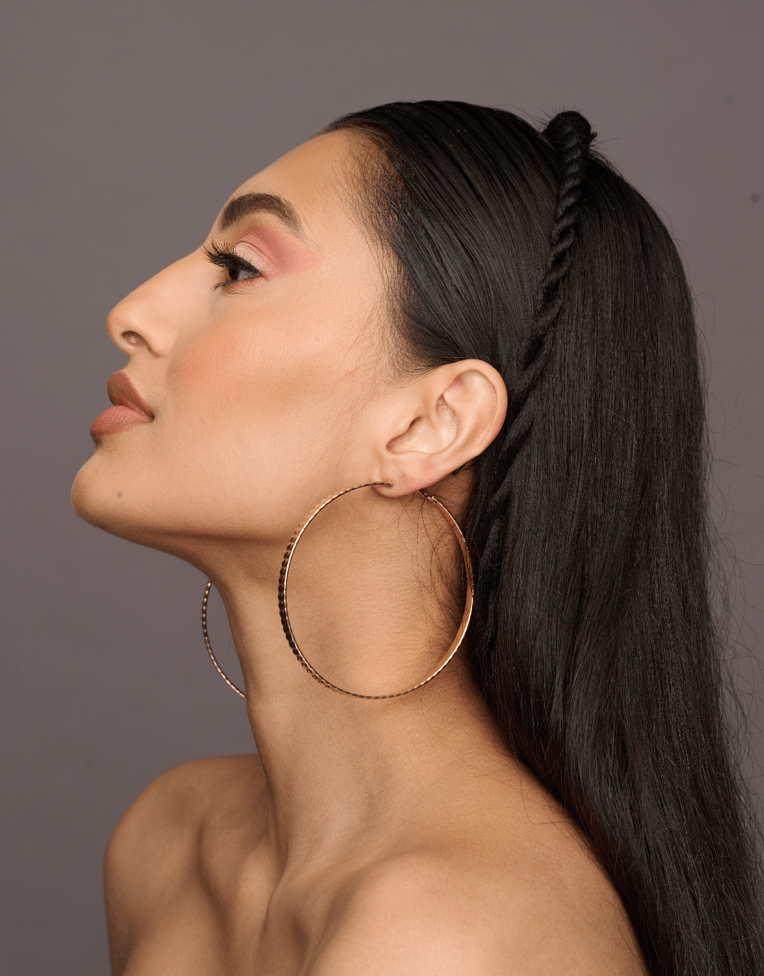 8CM Engraved Round Circle Statement Hoop Earrings - Fatisha Boutique