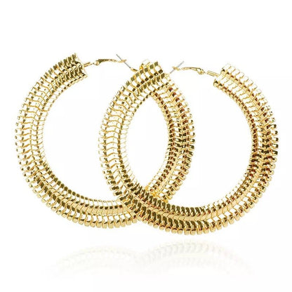 9CM Funky Punk Gold Colour Statement Hoop Earrings - Fatisha Boutique