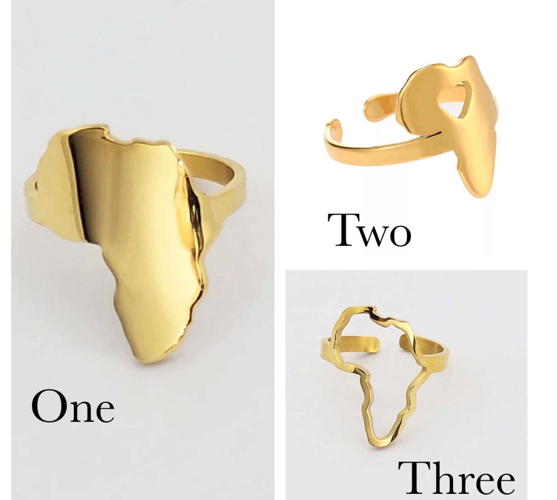 Adjustable Africa Map Stainless Steel Rings - Fatisha Boutique