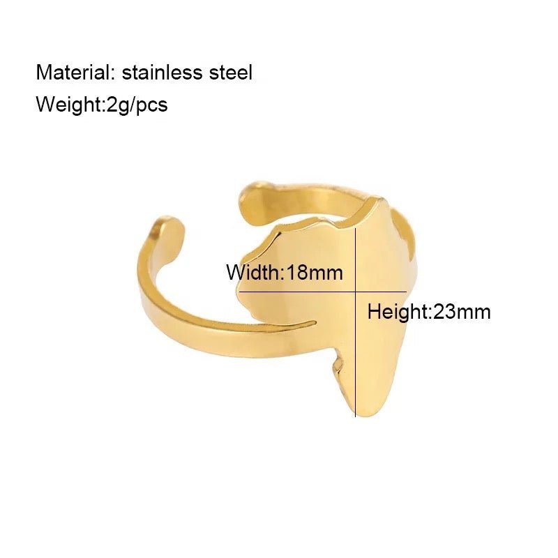 Adjustable Africa Map Stainless Steel Rings - Fatisha Boutique