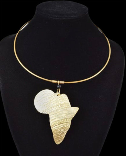 AFRICA MAP BRASS METAL PENDANT NECKLACE - Fatisha Boutique