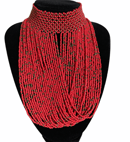 Authentic African Beaded Choker Necklace - Fatisha Boutique