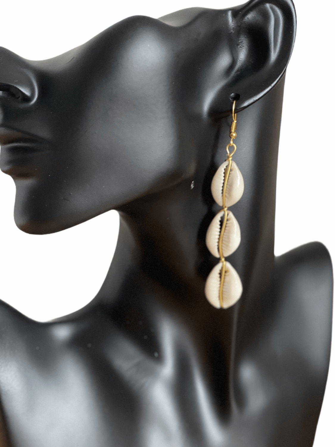 Authentic African Cowrie Seashell Long Dangle Earrings - Fatisha Boutique