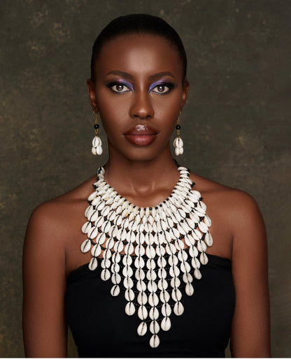 Authentic African Craftsmanship Cowrie Sea Shell Ethnic Collar Necklace - Fatisha Boutique