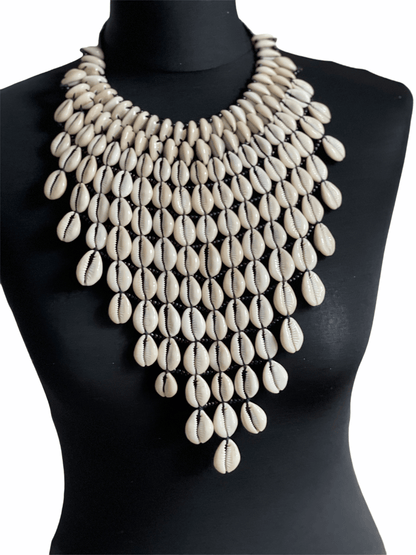 Authentic African Craftsmanship Cowrie Sea Shell Ethnic Collar Necklace - Fatisha Boutique