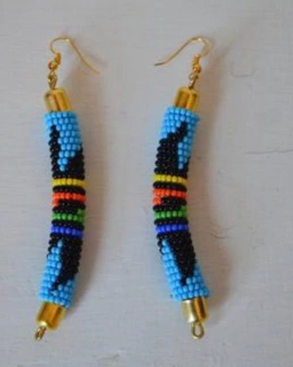 Authentic African Multicoloured Beaded Ethnic Dangle Earrings - Fatisha Boutique