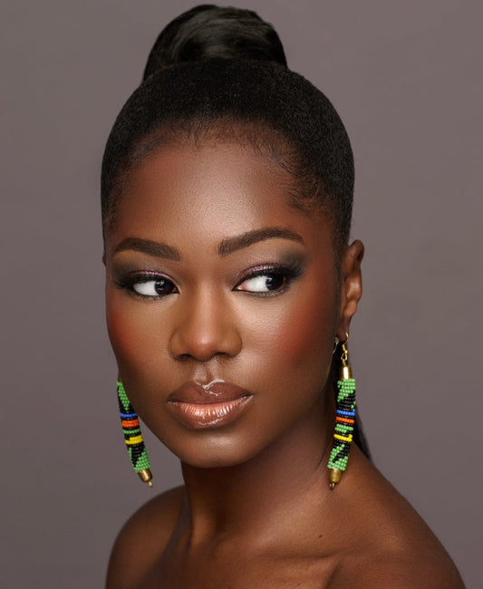 Authentic African Multicoloured Beaded Ethnic Dangle Earrings - Fatisha Boutique