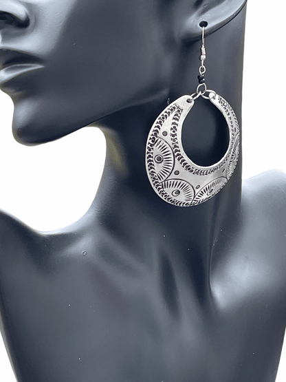 Authentic Engraved African Aluminium Dangle Earrings - Fatisha Boutique