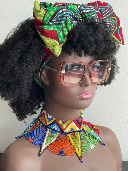 Authentic Maasai Zulu Multicolour Tribal Ethnic Beaded Collar Choker Necklace - Fatisha Boutique