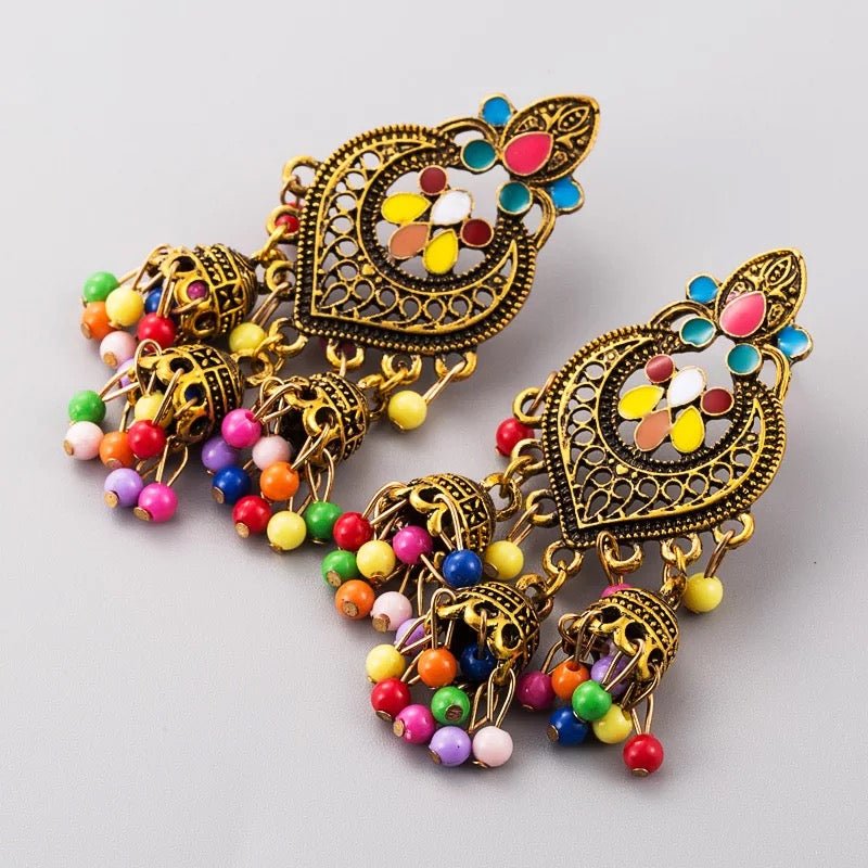 Bohemian Beaded Tassel Retro Tribal Dangle Earrings - Fatisha Boutique