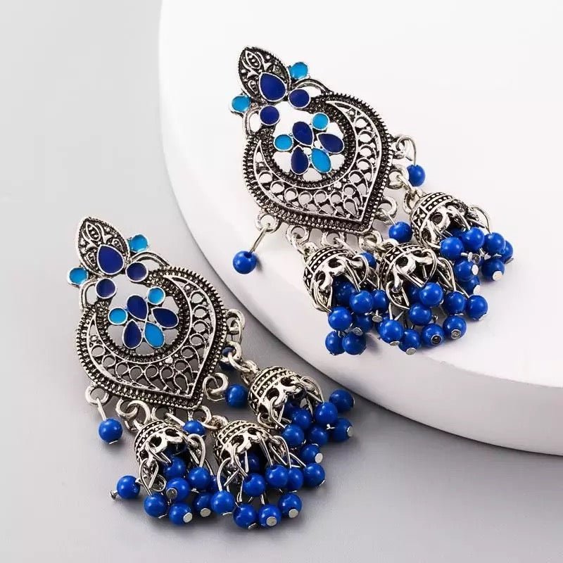 Bohemian Beaded Tassel Retro Tribal Dangle Earrings - Fatisha Boutique