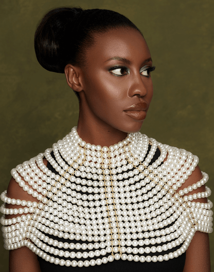 Boho Faux Pearls Collar Statement Chain Body Jewellery - Fatisha Boutique