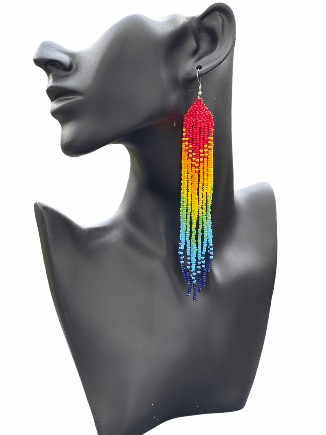 Boho Handmade Multicolour Authentic African Long Beaded Tassel Dangle Earrings - Fatisha Boutique