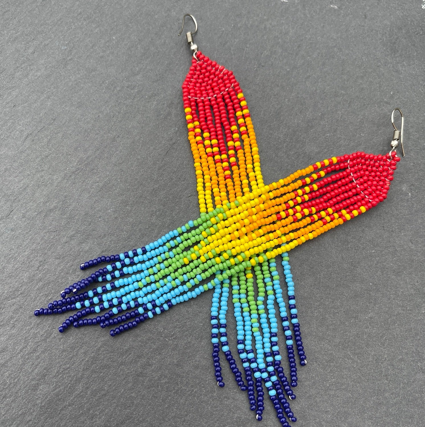 Boho Handmade Multicolour Authentic African Long Beaded Tassel Dangle Earrings - Fatisha Boutique