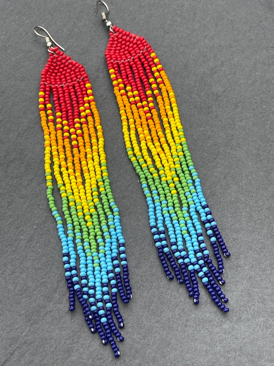Boho Handmade Multicolour Authentic African Long Beaded Tassel Dangle Earrings - Fatisha Boutique