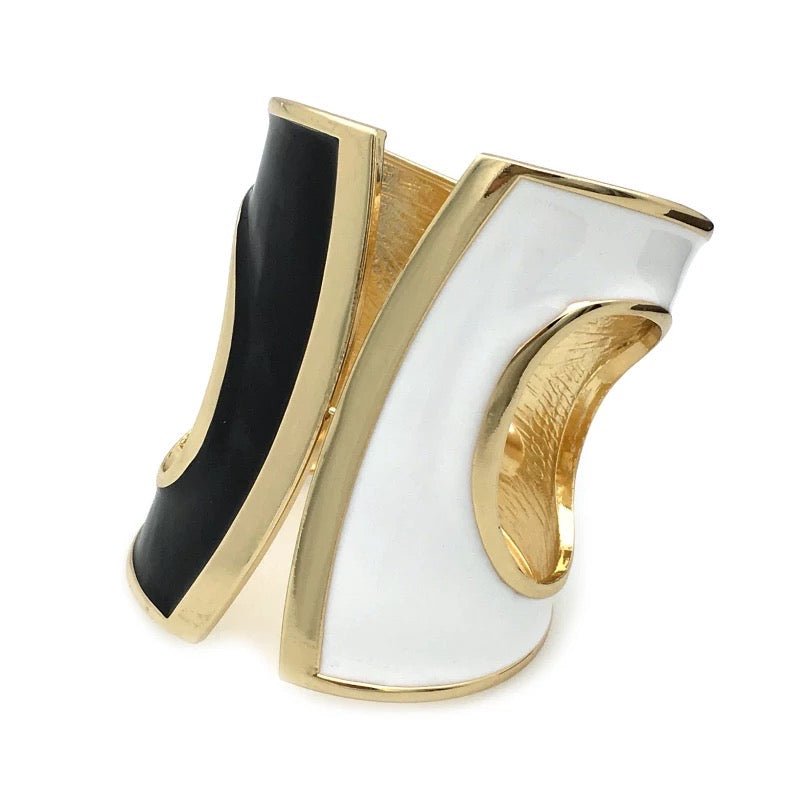 Charming Classic Monochrome Chunky Statement Bangle Bracelet Cuff - Fatisha Boutique