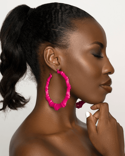 Colourful Punk Trendy Stylish Bamboo Hoop Earrings - Fatisha Boutique