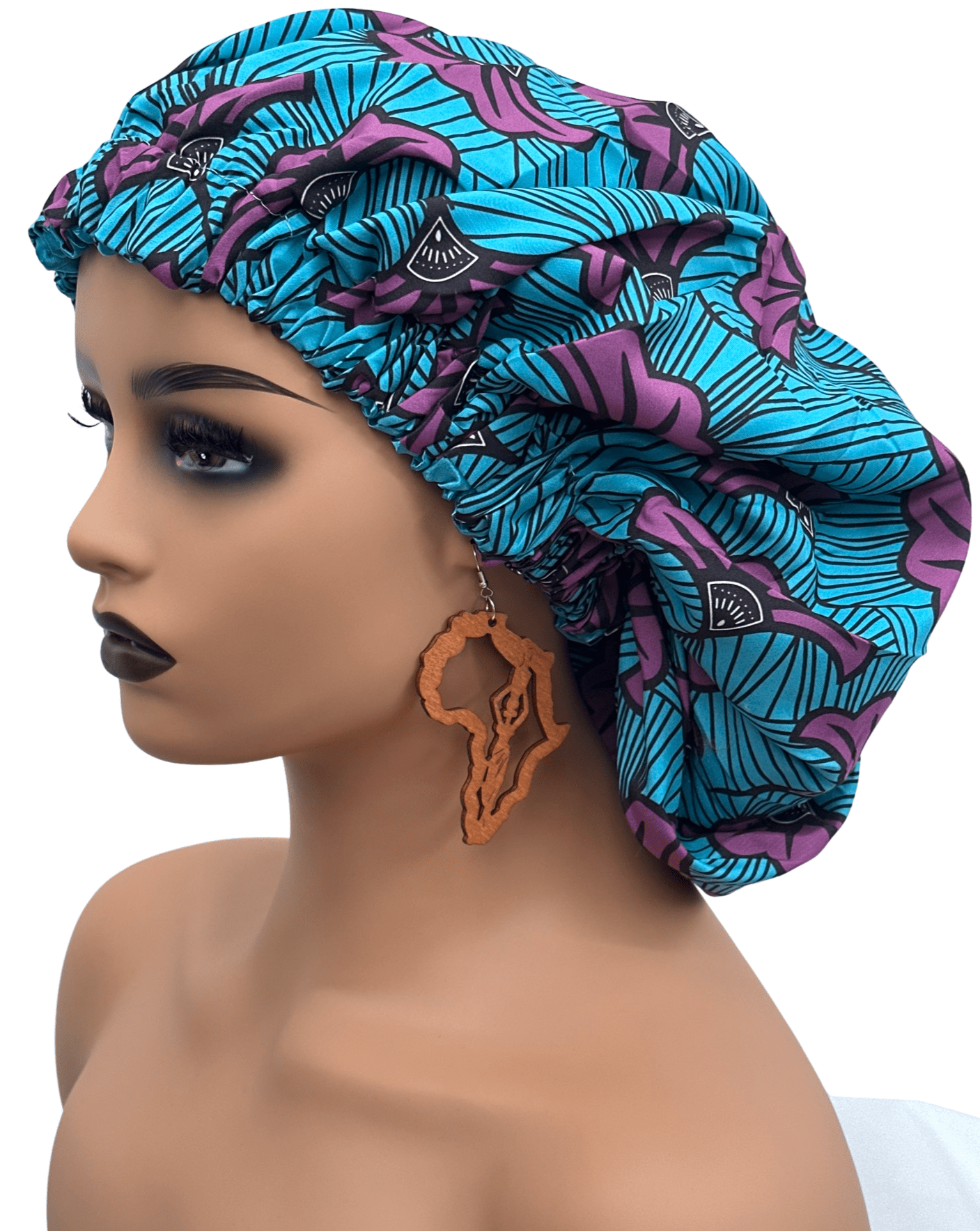 Double Layered Ankara Pattern Satin Silk Revisable Bonnet Cap - Fatisha Boutique