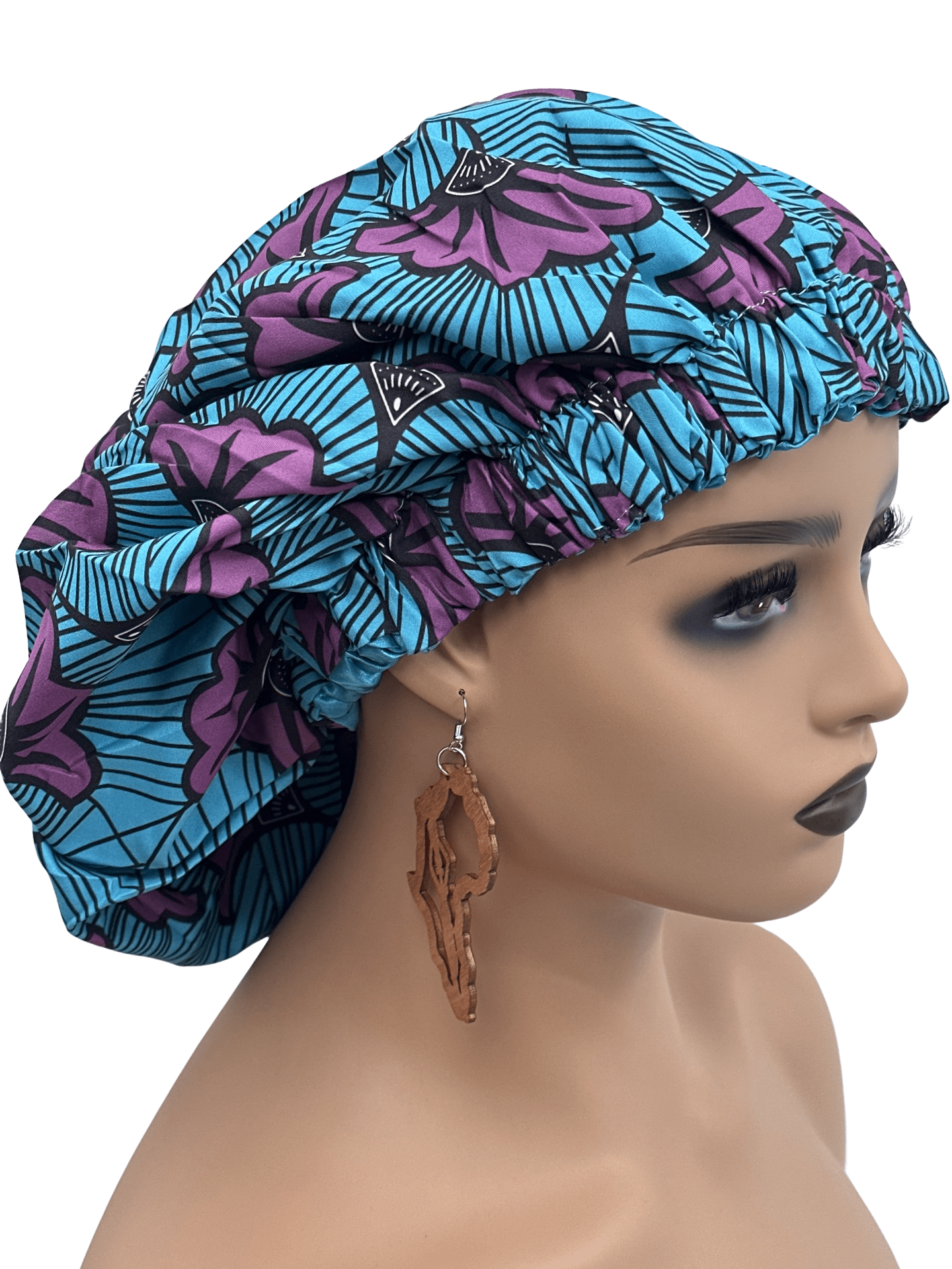 Double Layered Ankara Pattern Satin Silk Revisable Bonnet Cap - Fatisha Boutique