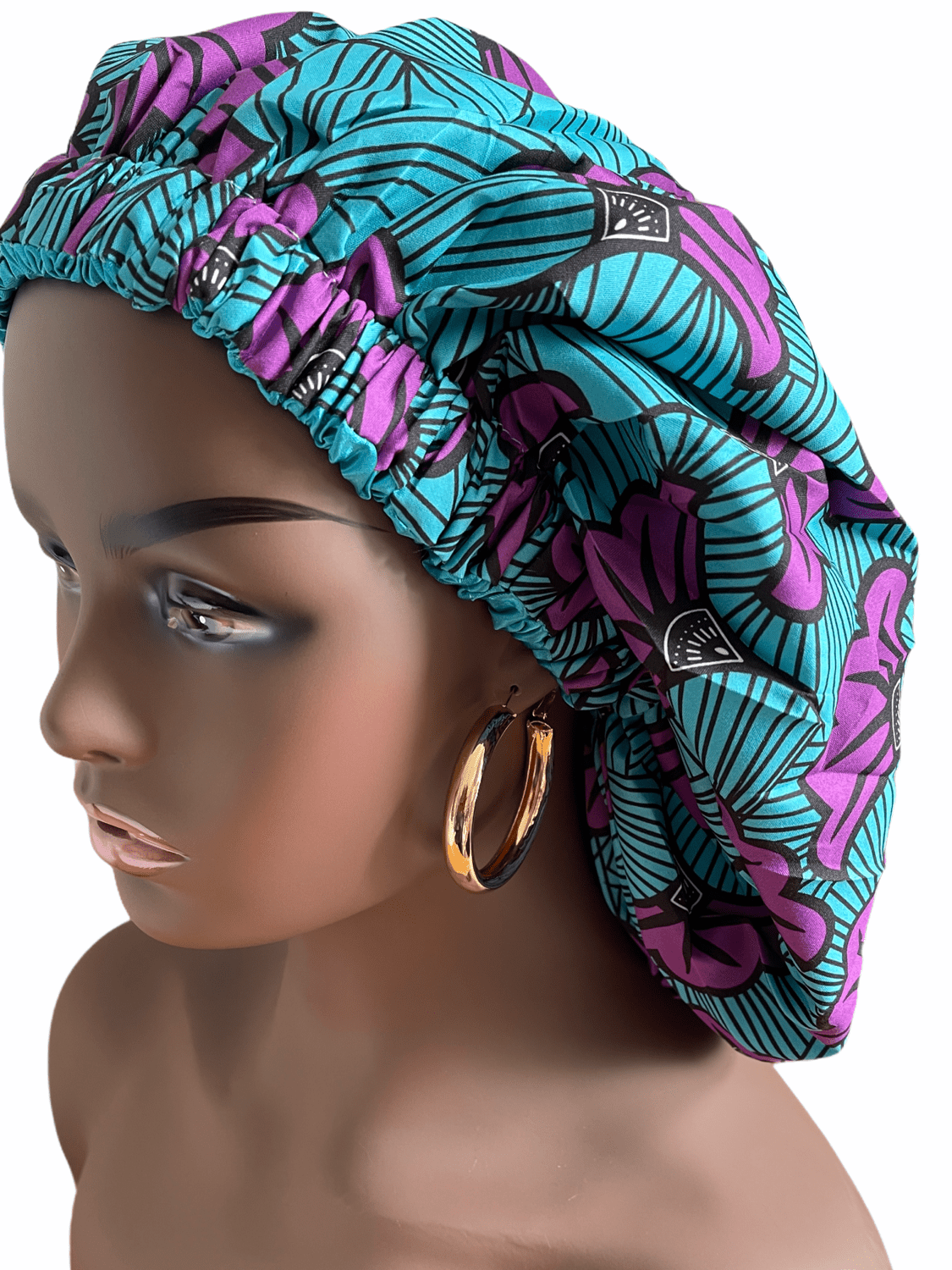 Double Layered Ankara Pattern Satin Silk Revisable Bonnet Cap - Fatisha Boutique