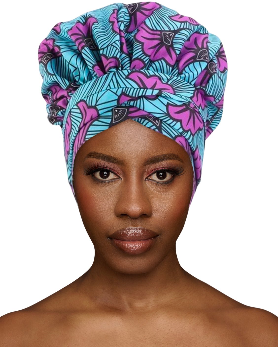 Double - Layered Ankara Satin Silk Bonnet Turban Head Wrap - Fatisha Boutique