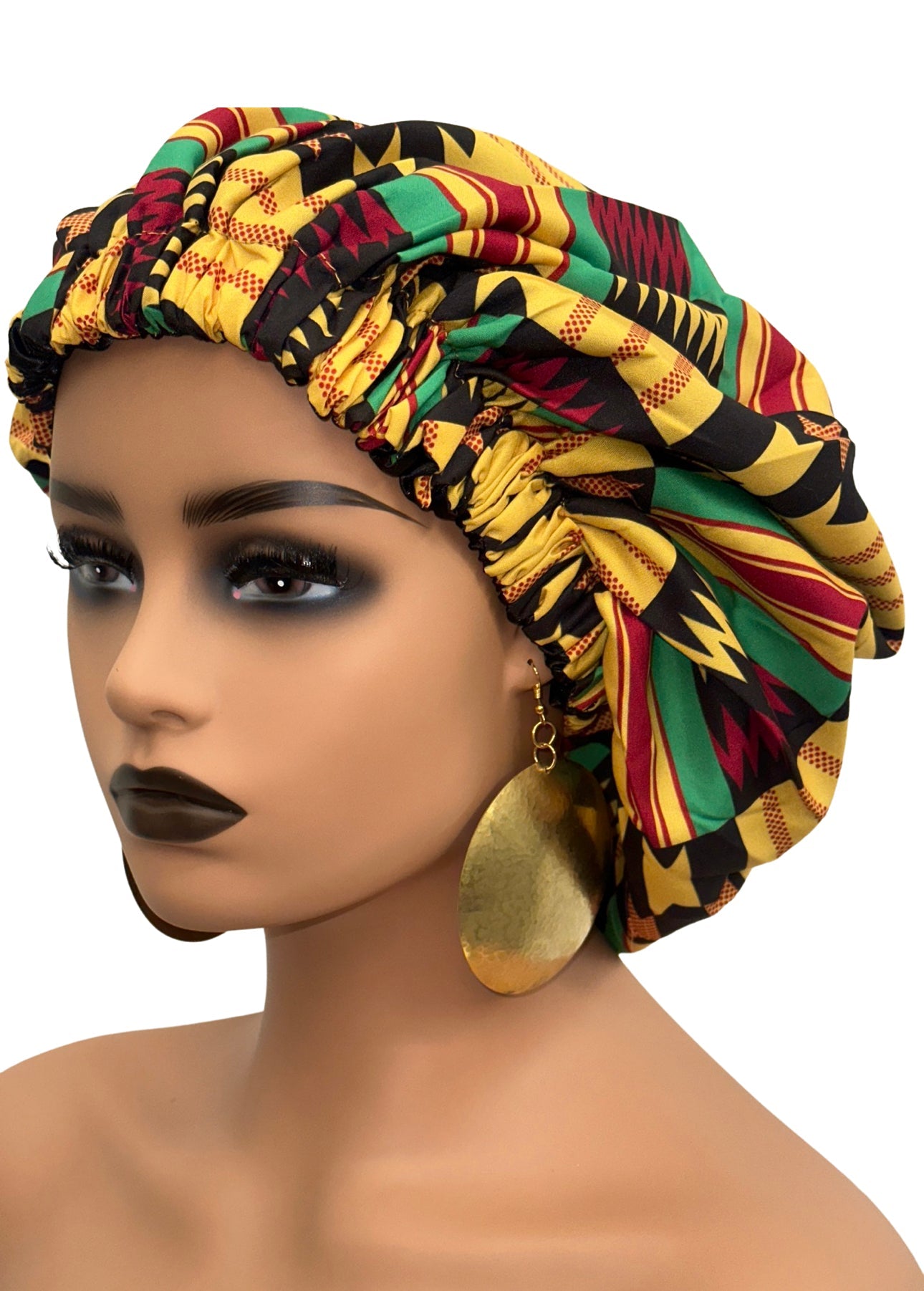 Double Layered Ankara Satin Silk Reversible Bonnet Cap - Fatisha Boutique