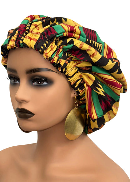 Double Layered Ankara Satin Silk Reversible Bonnet Cap - Fatisha Boutique