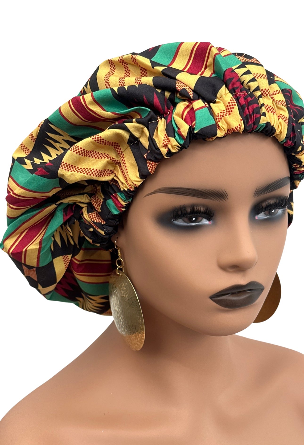 Double Layered Ankara Satin Silk Reversible Bonnet Cap - Fatisha Boutique