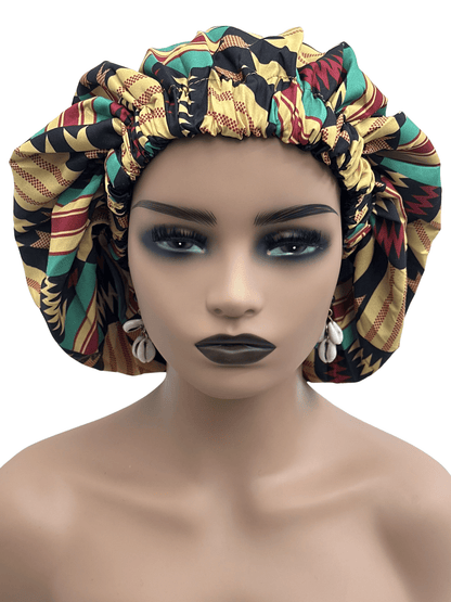 Double Layered Ankara Satin Silk Reversible Bonnet Cap - Fatisha Boutique