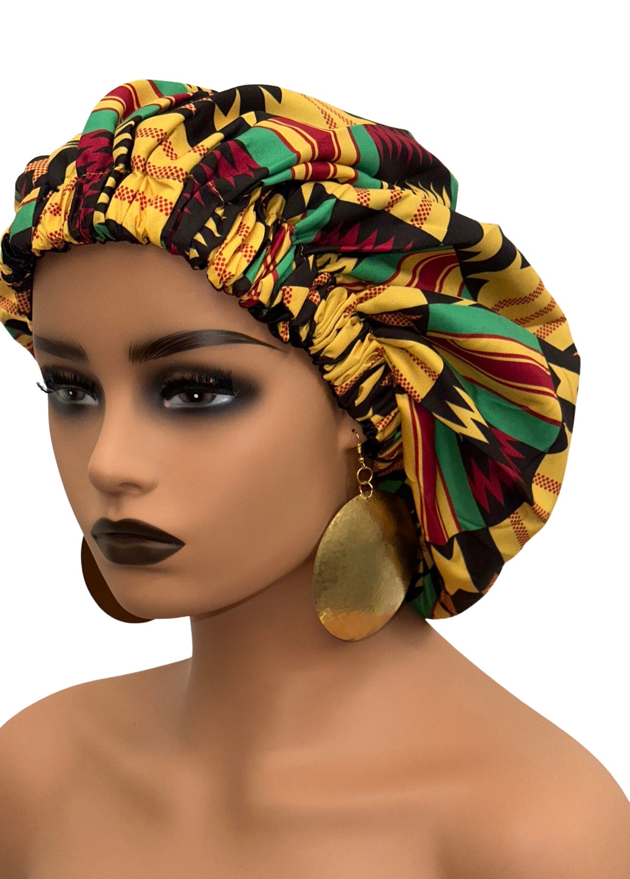 Double Layered Ankara Satin Silk Reversible Bonnet Cap - Fatisha Boutique