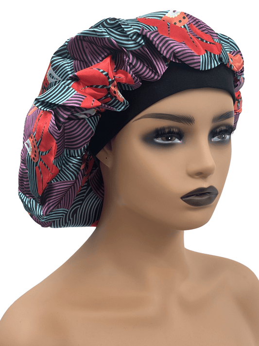 Doubled Layered Revisable Ankara Satin Silk Bonnet Caps - Fatisha Boutique