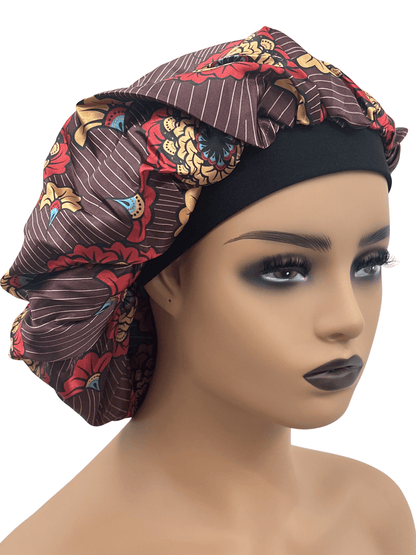 Doubled Layered Revisable Ankara Satin Silk Bonnet Caps - Fatisha Boutique