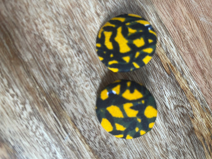 African Ankara Print Fabric Stud Earrings