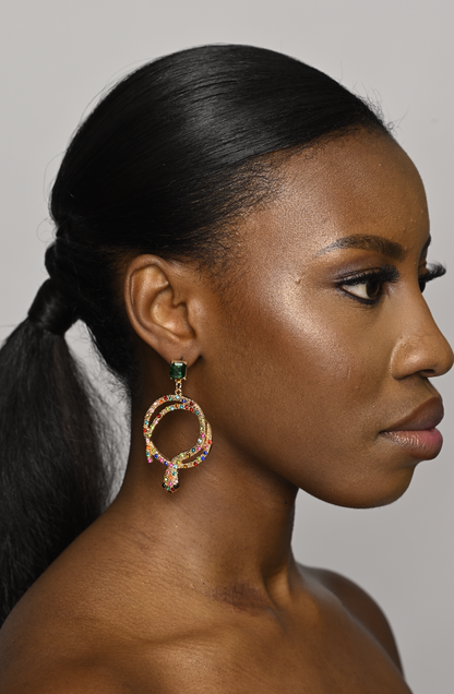 Elegant Snake Statement Diamante Rhinestone Stud Earrings