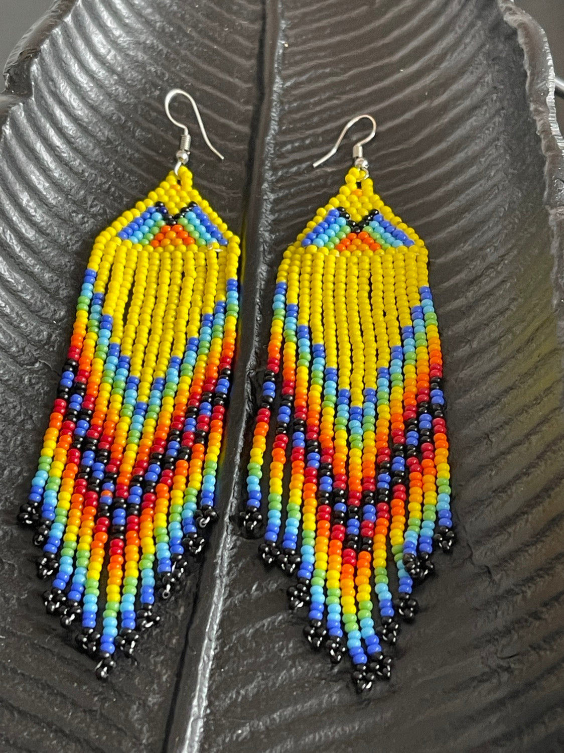 Long Multicolour Authentic Maasai Zulu Style Tribal Ethnic Tassel Earrings