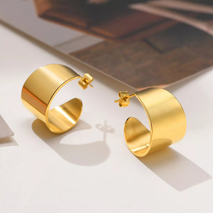 Elegant Stainless Steal Gold Plated Stud Earrings
